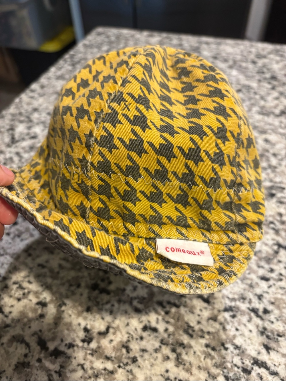 Comeaux Caps Welding Welders Hats Pipe Fitter Black/Yellow Houndstooth Vintage